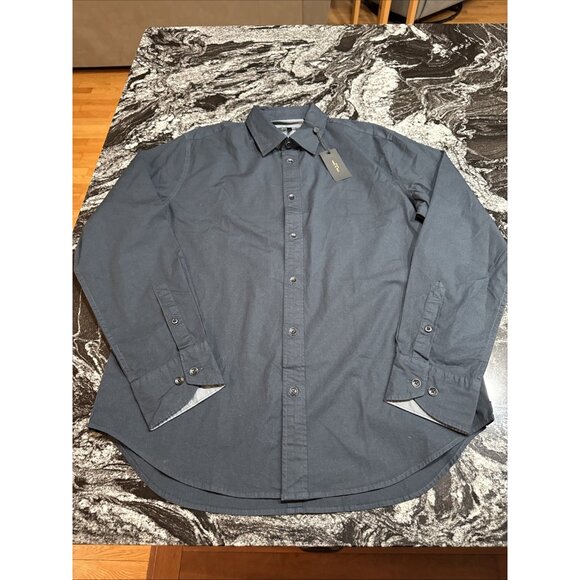Rag & Bone Fit 2 Poplin Trey Woven Shirt Navy Blue Mens Size Large NWT $228
